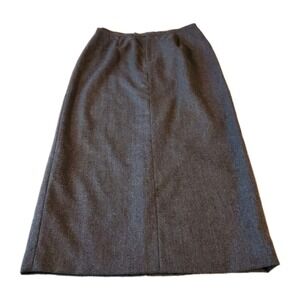 Pursuits Ltd 100% Worsted Wool Long Skirt Gray Maxi Lined Classic Career Sz 12